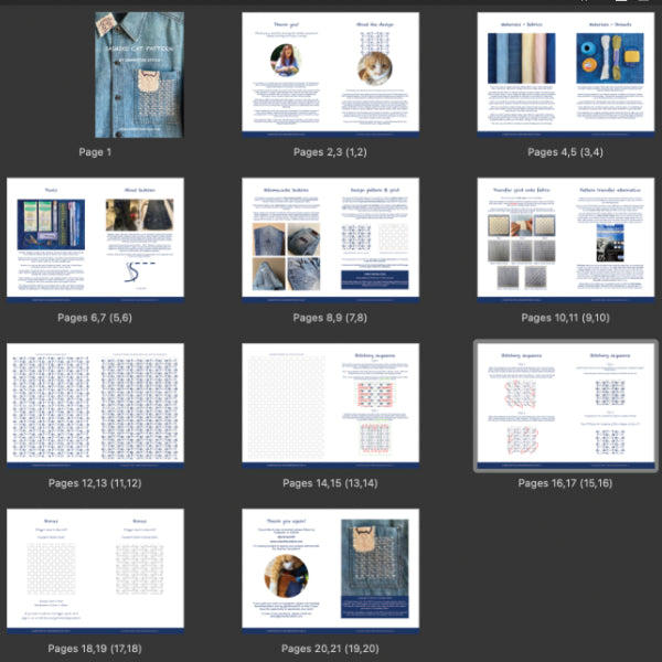 Sashiko cat PDF pattern | digital download